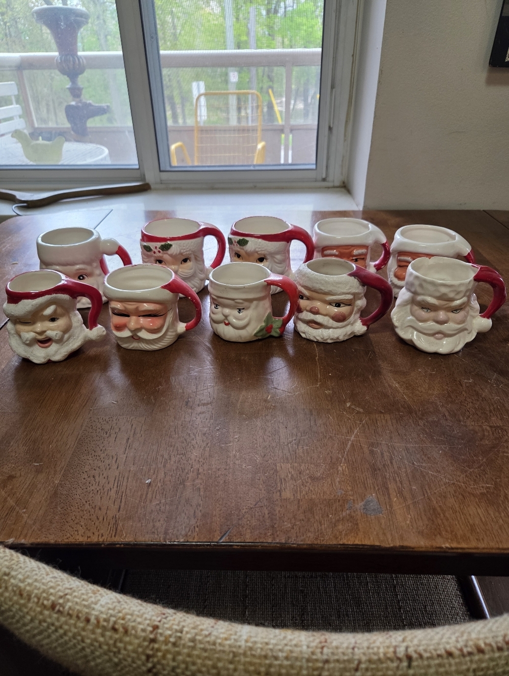 Vintage MCM Christmas Santa Mug Lot (10) - 1950s/60s Kitsch - Winking & Rosy Che